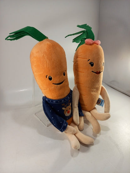 Aldi Christmas Carrots Pair Small 13" Soft Toys Good Condition