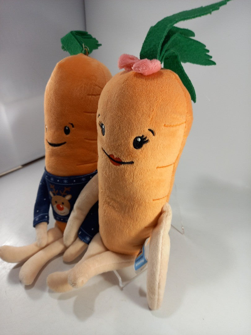 Aldi Christmas Carrots Pair Small 13" Soft Toys Good Condition