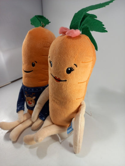 Aldi Christmas Carrots Pair Small 13" Soft Toys Good Condition