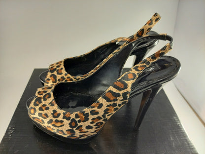 Barratts Leopard Print Double Platform High Heels Peep Toe Size 5 BNIB