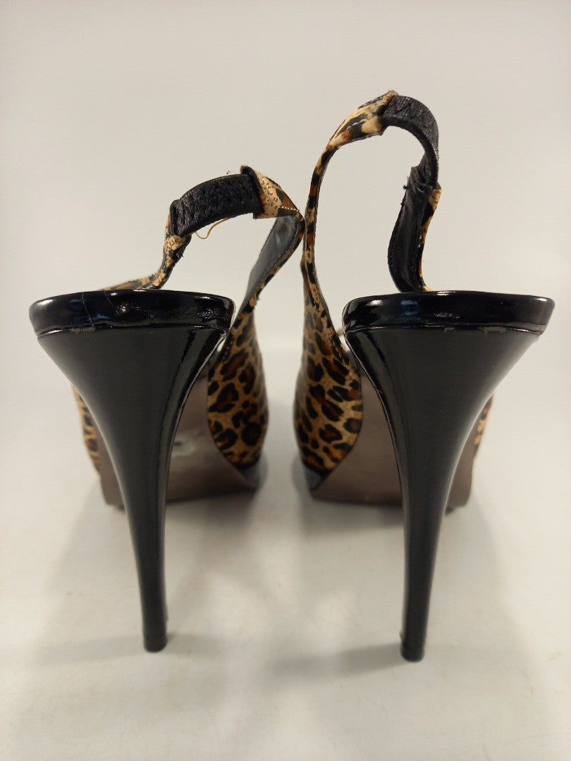 Barratts Leopard Print Double Platform High Heels Peep Toe Size 5 BNIB