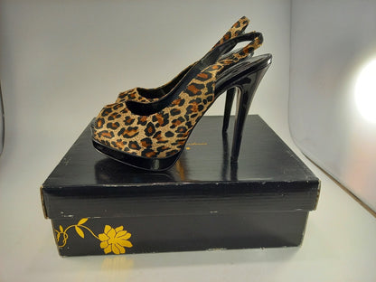 Barratts Leopard Print Double Platform High Heels Peep Toe Size 5 BNIB