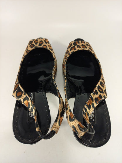 Barratts Leopard Print Double Platform High Heels Peep Toe Size 5 BNIB