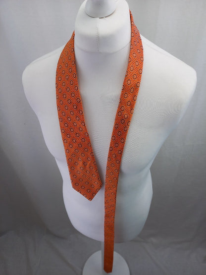 Ted Baker Orange & Navy 100% Silk Tie Excellent Condition