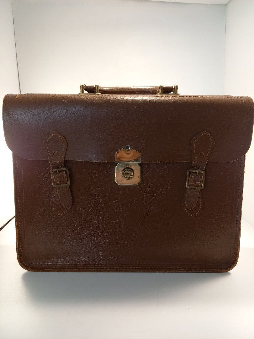 leather satchel brief case brown vintage