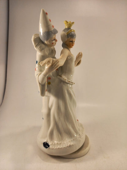 Royal Duncan Porcelain Clown & Princess Dancing Musical Figurine Ex Con