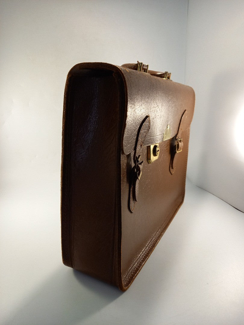 leather satchel brief case brown vintage