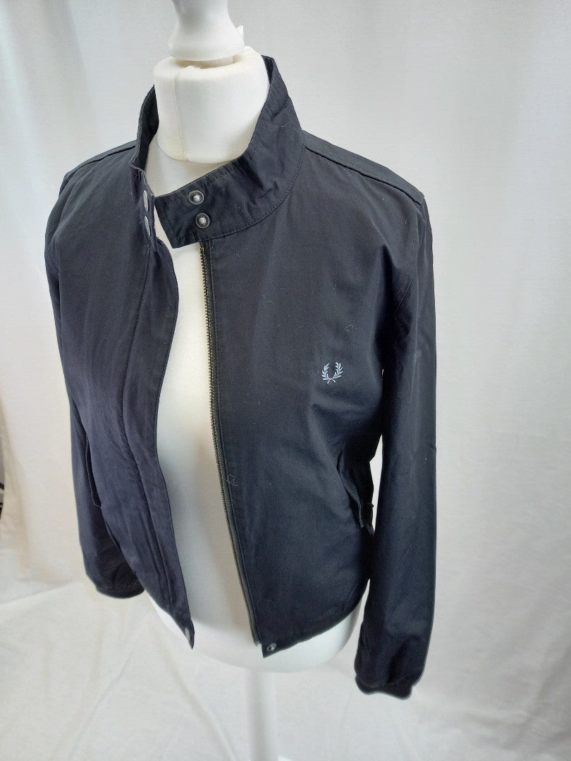 Fred Perry Black Jacket Coat Lightweight Size 10 Nearly New