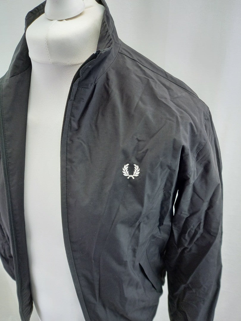 Fred Perry Black Full Zip Lightweight Jacket Coat Size XS Excellent Condition