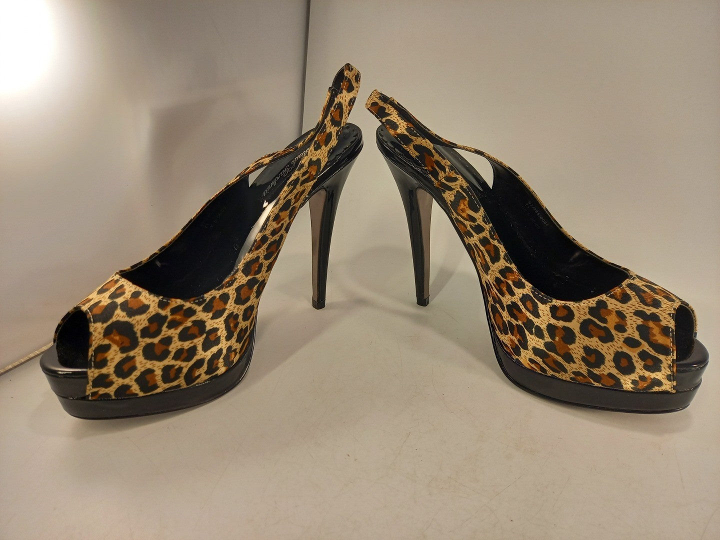 Barratts Leopard Print Double Platform High Heels Peep Toe Size 5 BNIB