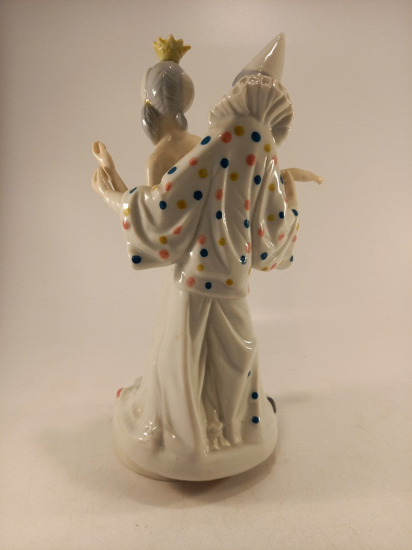 Royal Duncan Porcelain Clown & Princess Dancing Musical Figurine Ex Con