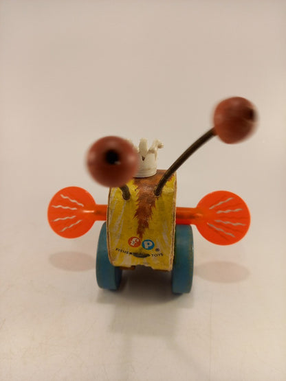 Fisher Price Wooden Queen Buzzy Bee Toy 1960s Vintage Good Condition