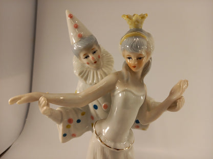 Royal Duncan Porcelain Clown & Princess Dancing Musical Figurine Ex Con