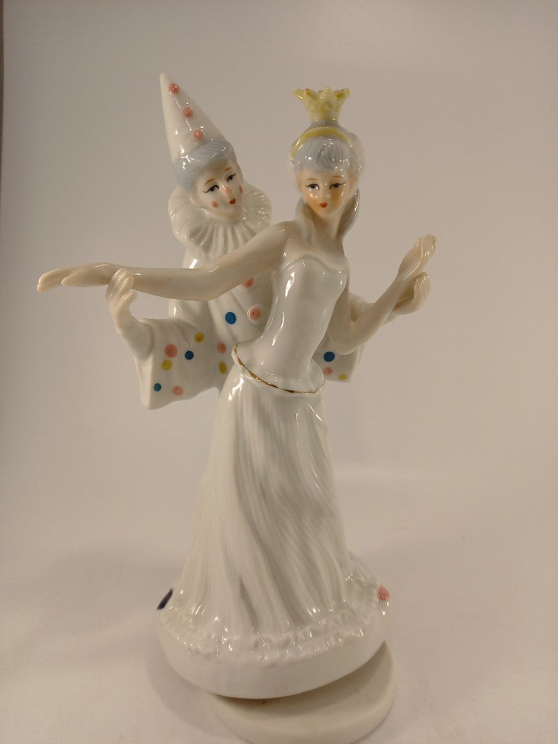 Royal Duncan Porcelain Clown & Princess Dancing Musical Figurine Ex Con