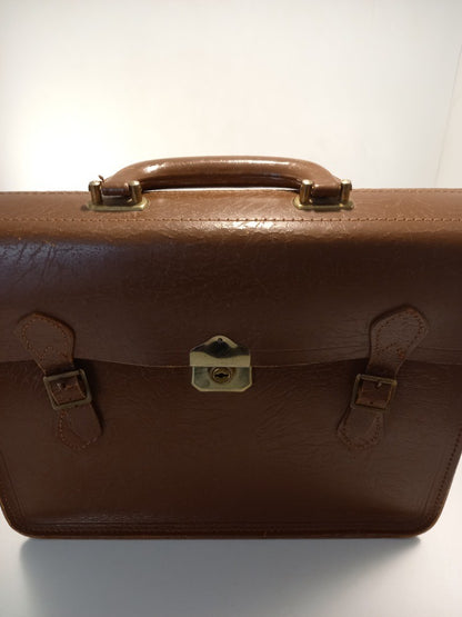 leather satchel brief case brown vintage