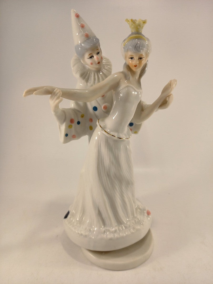 Royal Duncan Porcelain Clown & Princess Dancing Musical Figurine Ex Con