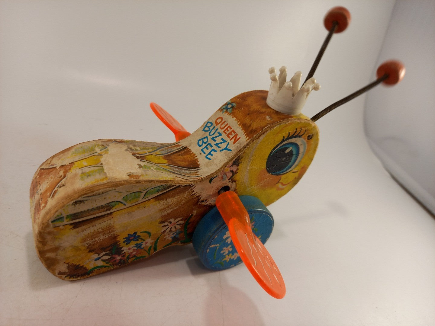 Fisher Price Wooden Queen Buzzy Bee Toy 1960s Vintage Good Condition