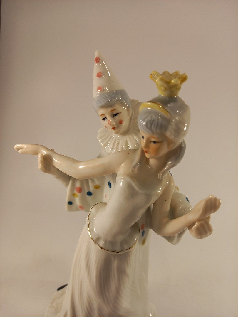 Royal Duncan Porcelain Clown & Princess Dancing Musical Figurine Ex Con