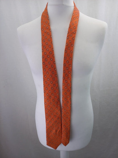 Ted Baker Orange & Navy 100% Silk Tie Excellent Condition