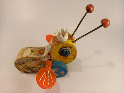 Fisher Price Wooden Queen Buzzy Bee Toy 1960s Vintage Good Condition