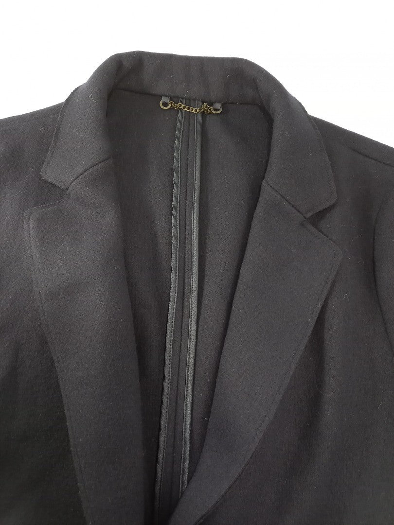 jigsaw jacket blazer navy blue wool mix single breasted size 16