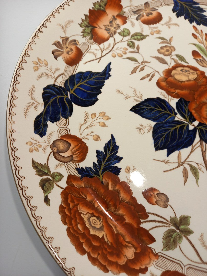 wedgewood large plate platter etruria and barlaston white red blue floral 16in