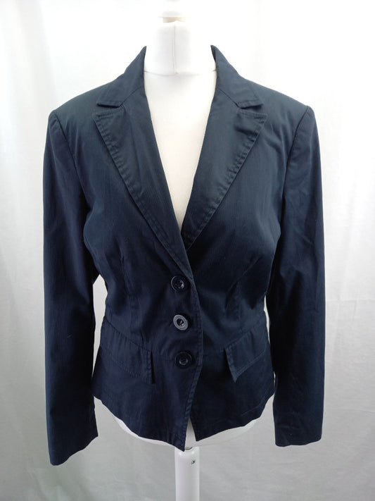 blazer jacket jasper conran navy blue size 10 polka dot lining single breasted