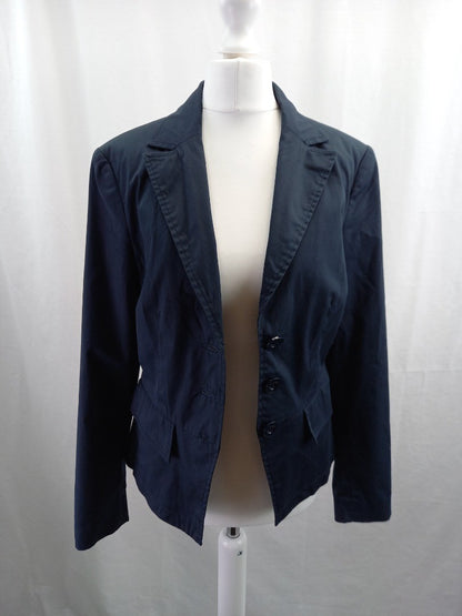 blazer jacket jasper conran navy blue size 10 polka dot lining single breasted