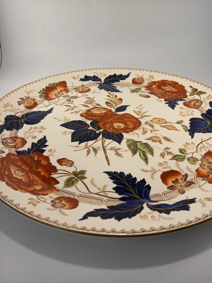 wedgewood large plate platter etruria and barlaston white red blue floral 16in