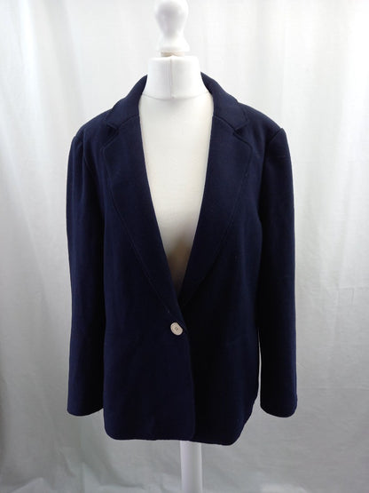 jigsaw jacket blazer navy blue wool mix single breasted size 16