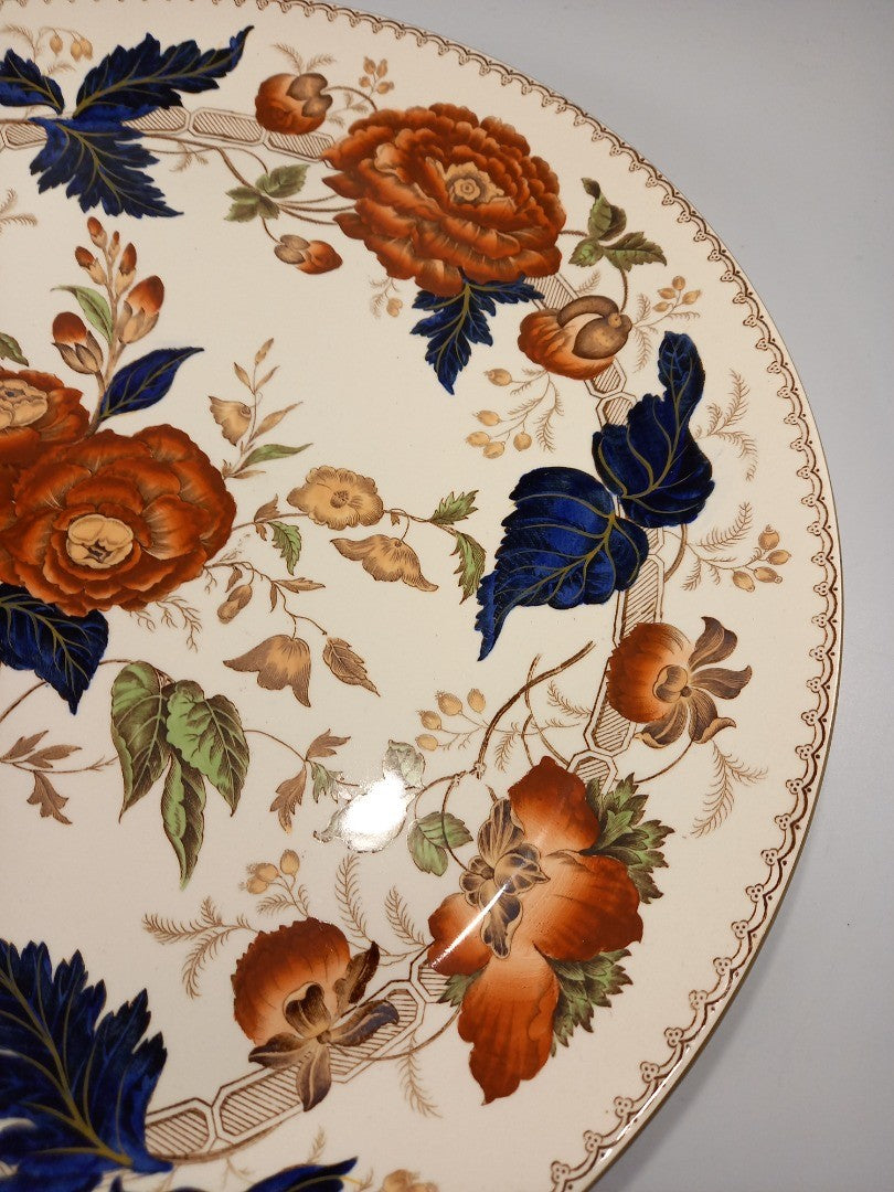 wedgewood large plate platter etruria and barlaston white red blue floral 16in