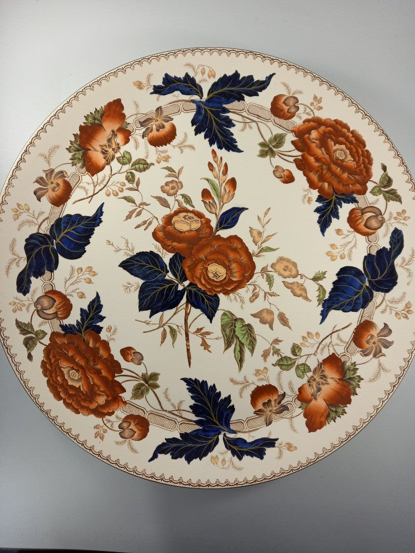 wedgewood large plate platter etruria and barlaston white red blue floral 16in