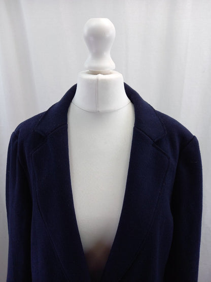 jigsaw jacket blazer navy blue wool mix single breasted size 16