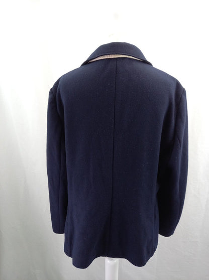 jigsaw jacket blazer navy blue wool mix single breasted size 16