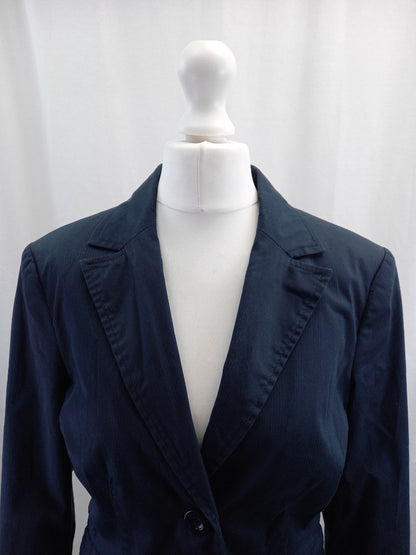 blazer jacket jasper conran navy blue size 10 polka dot lining single breasted