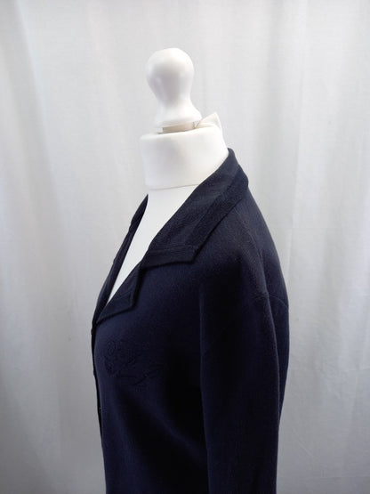 armani jeans cardigan navy blue size medium striped lining knitted jacket