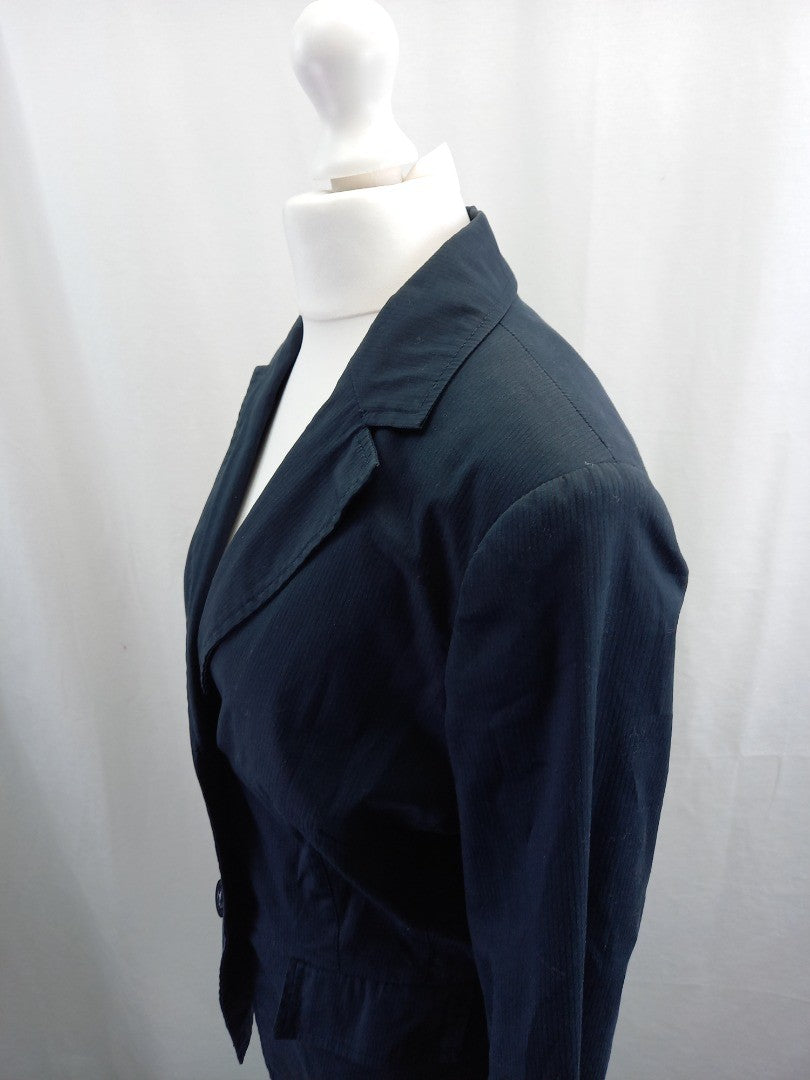 blazer jacket jasper conran navy blue size 10 polka dot lining single breasted