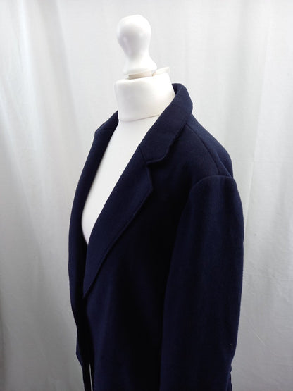 jigsaw jacket blazer navy blue wool mix single breasted size 16