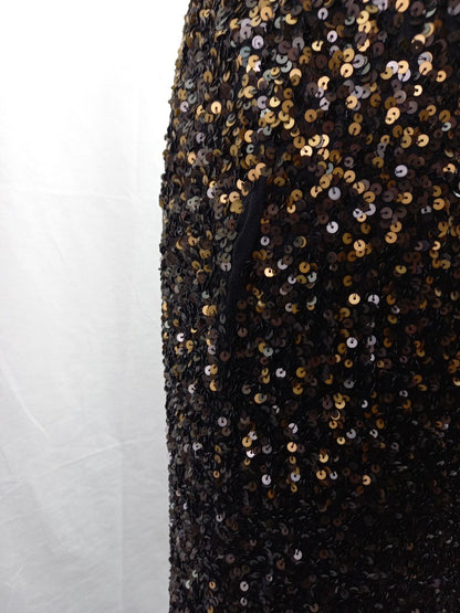 phase eight dress sequin black and gold bronze size10 maxi collection 8 defect