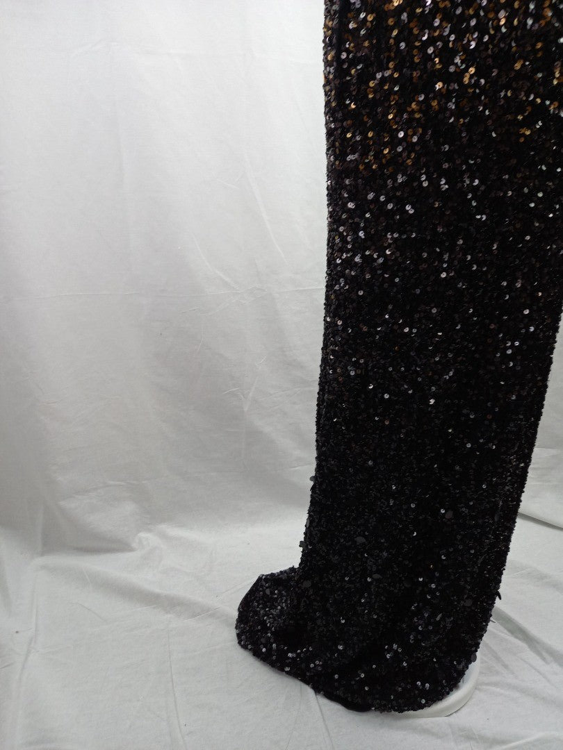 phase eight dress sequin black and gold bronze size10 maxi collection 8 defect