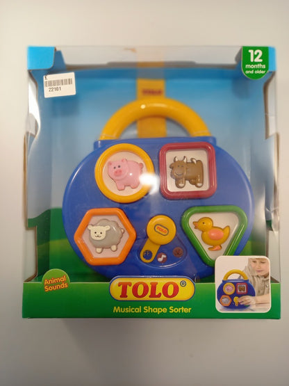 tolo musical shape sorter 12 mths + animal sounds music cow pig sheep duck BNIB