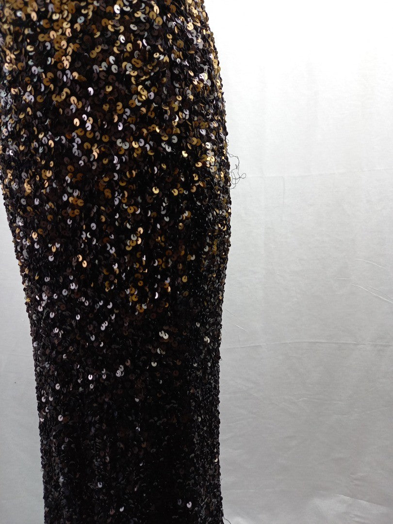 phase eight dress sequin black and gold bronze size10 maxi collection 8 defect