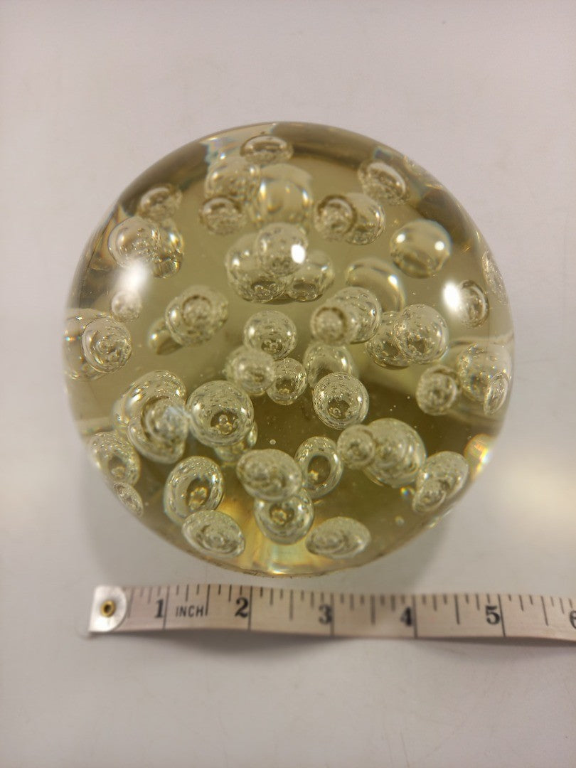 Art Clear Glass Paperweight with Bubbles Inside Large 1.9kg Excellent Condition