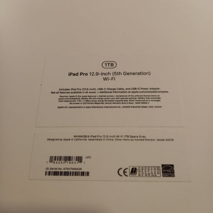 Apple Ipad Pro 12,9" 5th gen 1TB Wifi + 5G + Original Packaging Unused