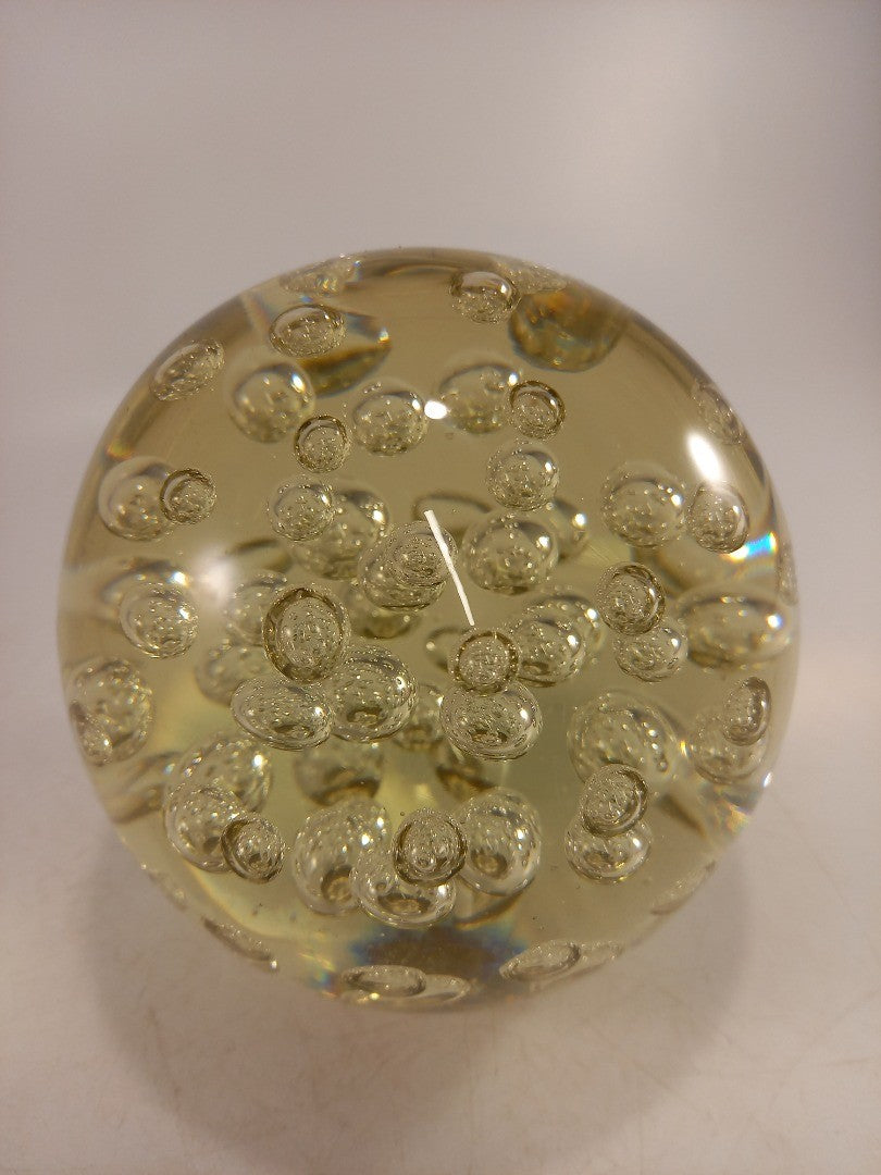 Art Clear Glass Paperweight with Bubbles Inside Large 1.9kg Excellent Condition