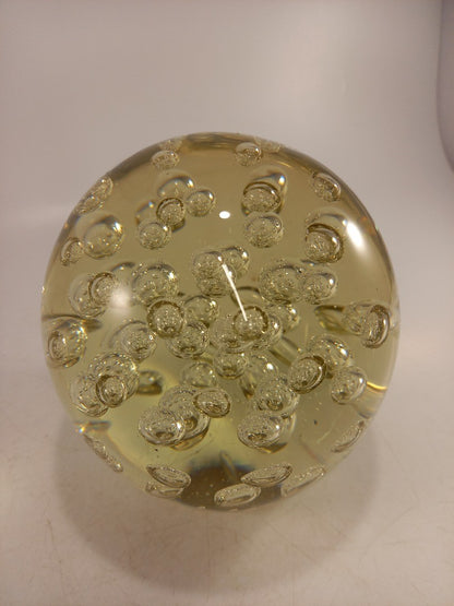 Art Clear Glass Paperweight with Bubbles Inside Large 1.9kg Excellent Condition