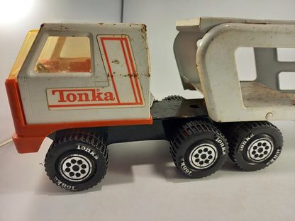 Large Mighty Tonka Metal Car Carrier 53125 1978 White Red VGC