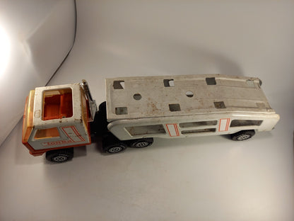 Large Mighty Tonka Metal Car Carrier 53125 1978 White Red VGC