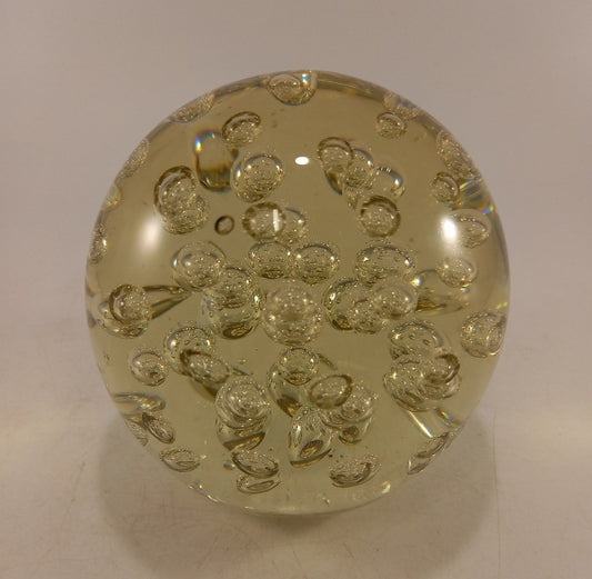 Art Clear Glass Paperweight with Bubbles Inside Large 1.9kg Excellent Condition