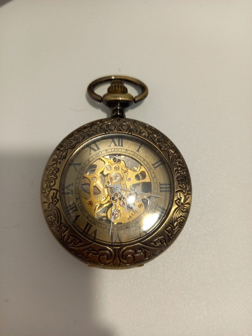 ManChDa Pocket Watch Classic Brass Mechanical Hand-Wind Pocket Watch - Working